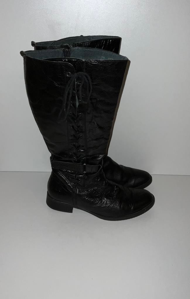 Prachtige zwarte leren laarzen van het merk JJ Footwear, Kleding | Dames, Schoenen, Ophalen, Hoge laarzen, Zwart, Zo goed als nieuw