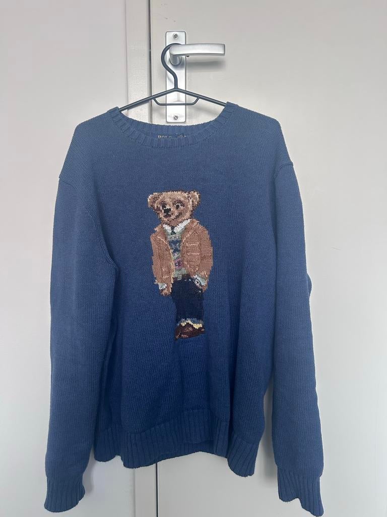 Blauwe Ralph Lauren Polo Beer Trui - Maat L, Ophalen of Verzenden, Zo goed als nieuw, Maat 52/54 (L), Blauw