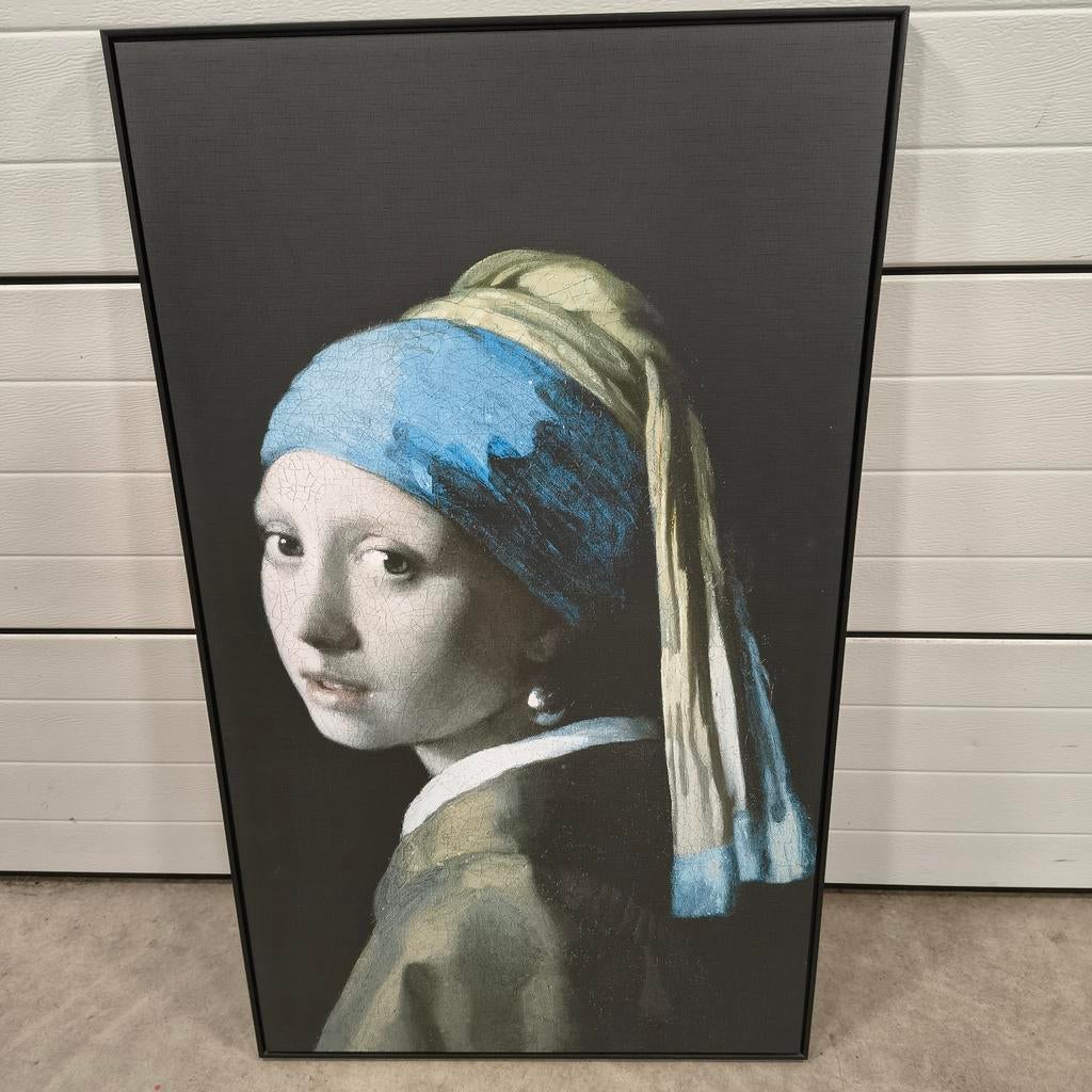 Meisje met de Parel - Canvas in zwarte lijst (118x69 cm), Ophalen