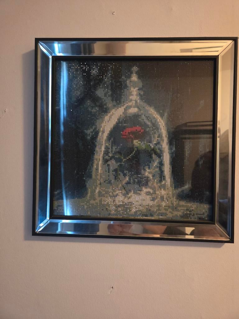 Diamond Painting 'Belle en het Beest' in lijst, Ophalen of Verzenden, Minder dan 50 cm, Overige typen, 50 tot 75 cm