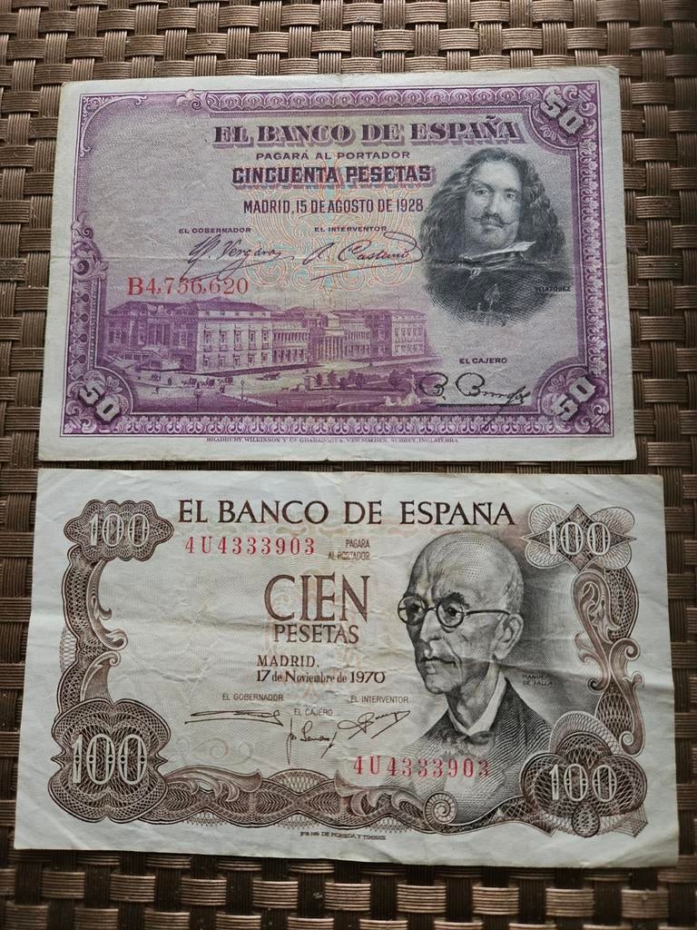 50 en 100 pesetas Spanje set, Ophalen of Verzenden, Overige landen, Setje