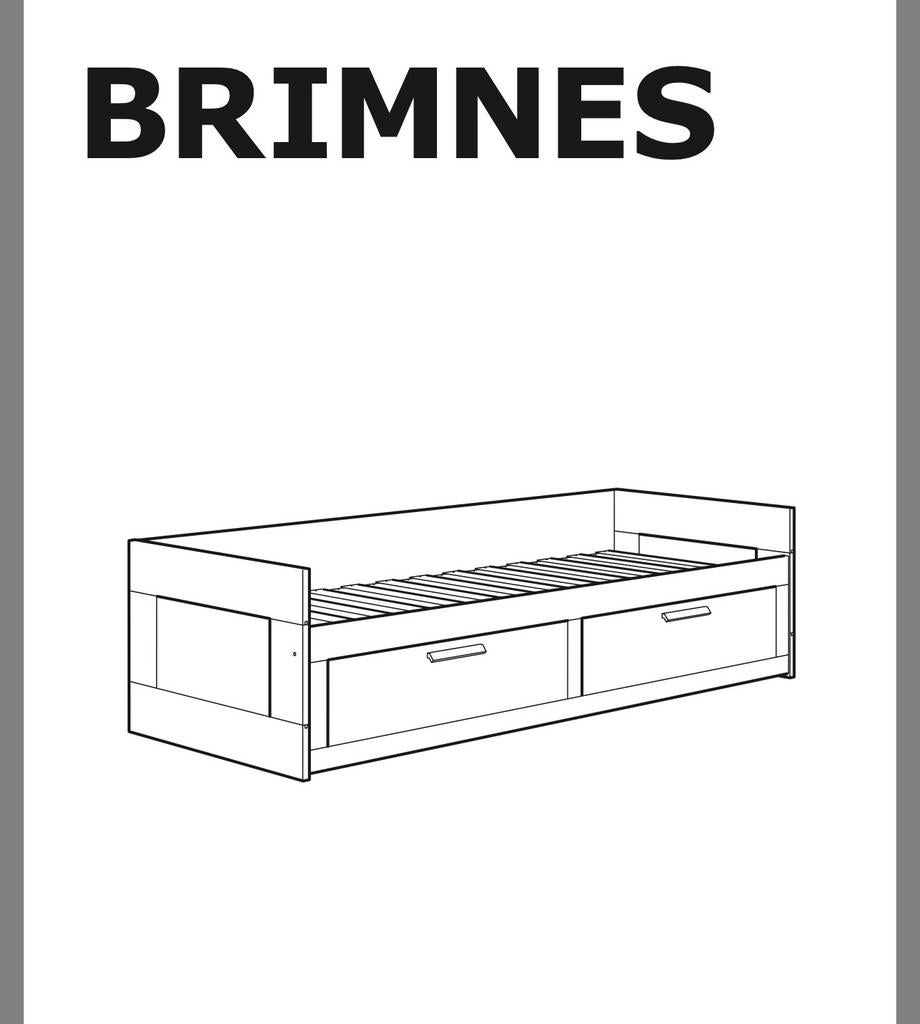 IKEA Brimnes Bedbank met 2 lades - Zwart, Huis en Inrichting, Slaapkamer | Bedden, Gebruikt, Zwart, Tweepersoons, Ophalen of Verzenden