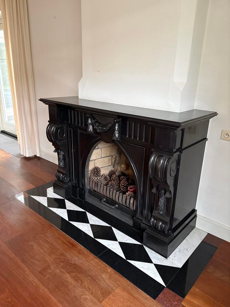 Marmeren openhaard, Ophalen, Gebruikt, Vrijstaande haard, Houthaard