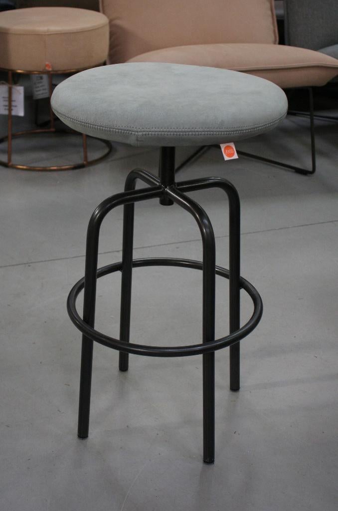 Leuke ronde barkruk barstoel Zipp Jess Design metaal & leer, Met voetsteun, 60 tot 90 cm, Ophalen of Verzenden, Zo goed als nieuw