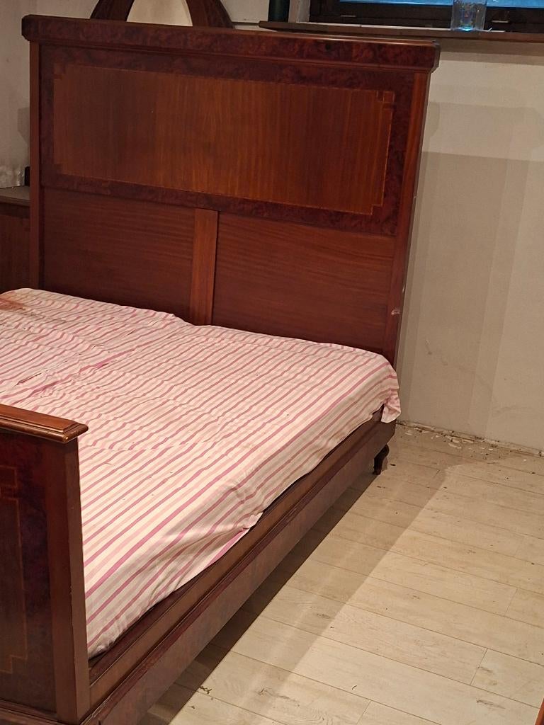 Slaapkamerameublement, Huis en Inrichting, Slaapkamer | Complete slaapkamers, Ophalen, Gebruikt, Tweepersoons, Antiek mahoniehout, ingelegd met wortelnotenhout.