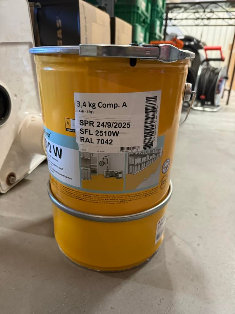 Sika SFL 2510W RAL 7042 Vloercoating 3 emmers, Nieuw, Ophalen of Verzenden, Verf, Grijs