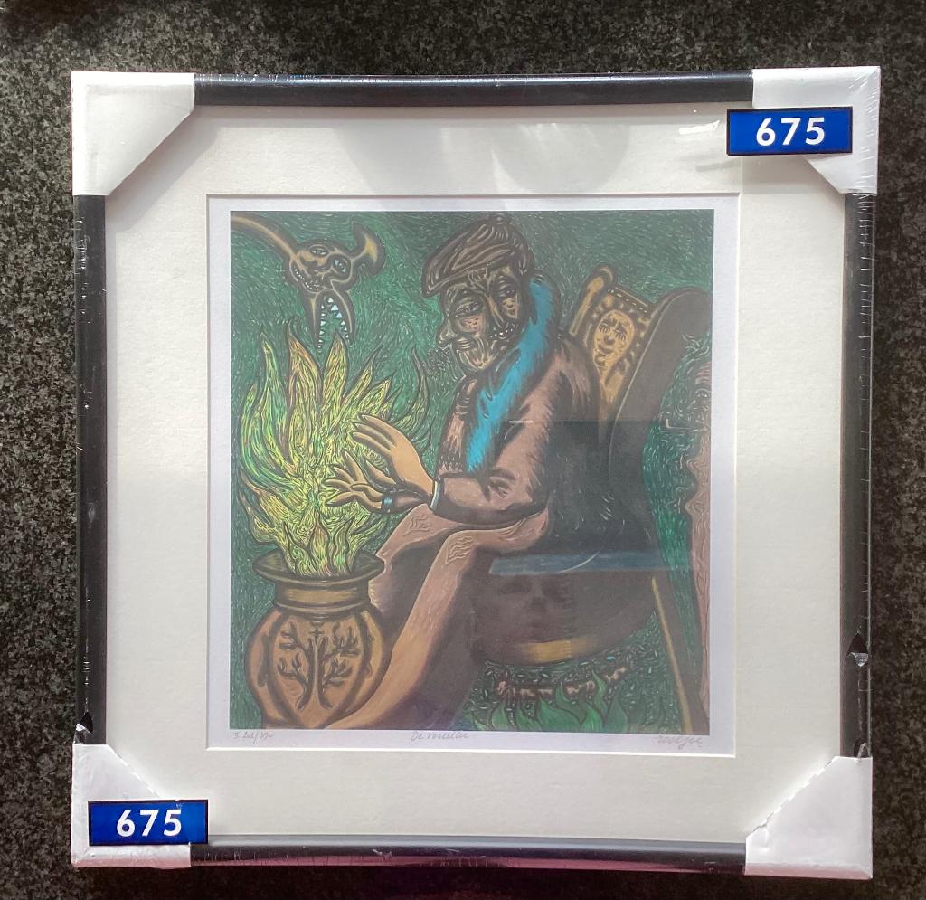 Zeefdruk, litho, De Verteller, Perjoo Roobjee, nieuw, Antiek en Kunst, Ophalen