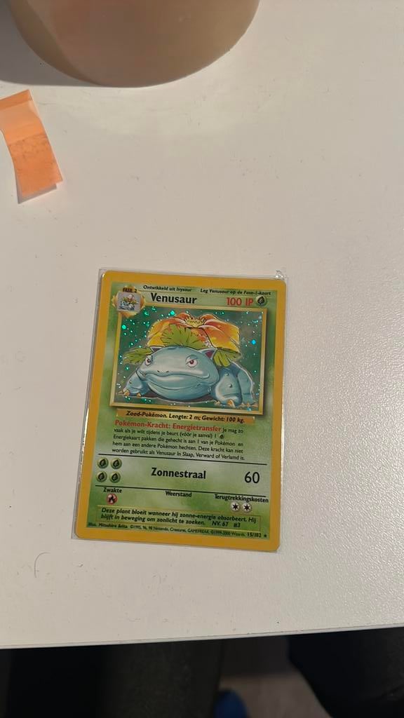 Venusaur Holo Base Set Nederlands Near Mint Pokémon Kaart, Ophalen of Verzenden, Zo goed als nieuw, Losse kaart, Foil
