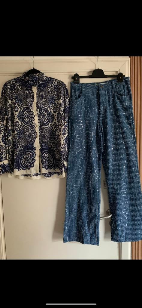 Dames broek set maat M - Zara XS valt als M, Ophalen of Verzenden, Zo goed als nieuw, Maat 38/40 (M), Blauw