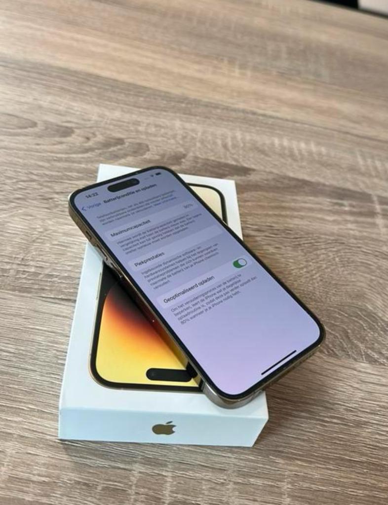 A2659,  iPhone 14 Pro, 256GB, Gold, ZGAN 100% batterij, Telecommunicatie, Mobiele telefoons | Apple iPhone, 256 GB, IPhone 14 Pro