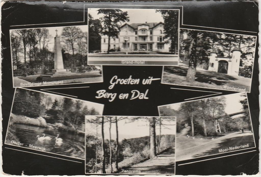 BERG EN DAL Monument Zwanen Hotel Wonderland Groeten gr.f., Verzenden, 1960 tot 1980, Gelopen, Gelderland
