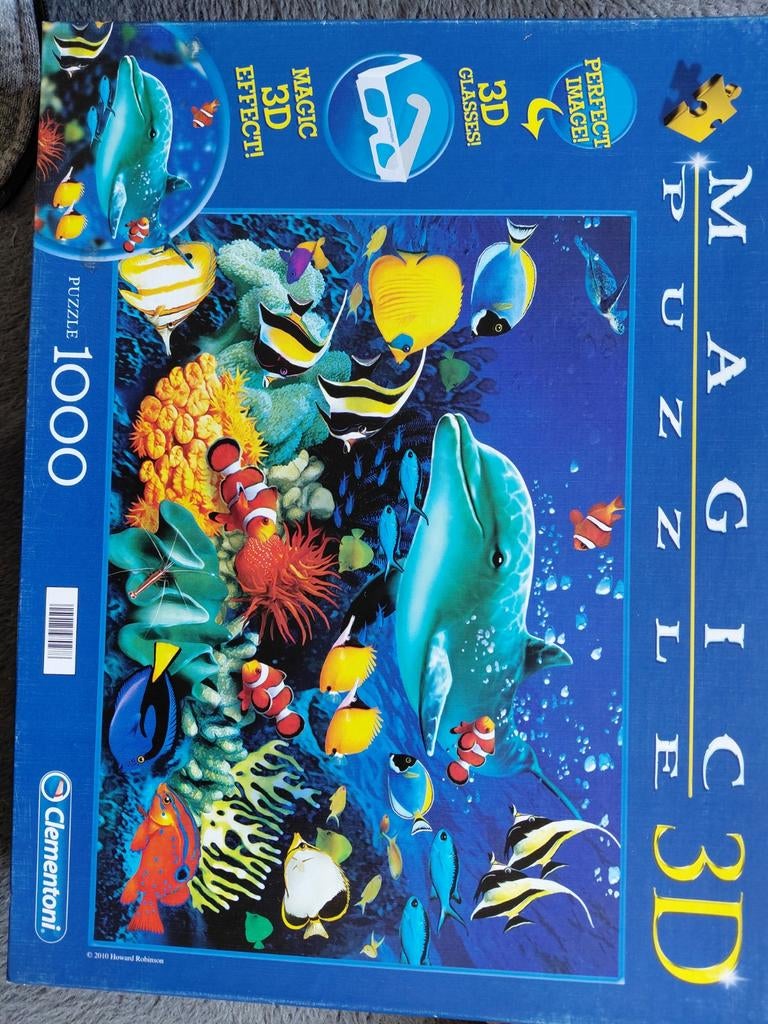 Clementoni Magic 3D Puzzel 1000 stukjes dolfijnen, Ophalen of Verzenden, 500 t/m 1500 stukjes