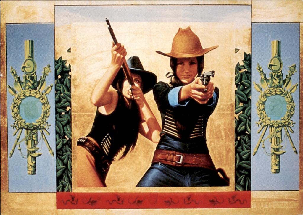 kunstkaart, twee vrouwelijke cowboys, Verzenden, 1980 tot heden, Ongelopen, Overige thema's