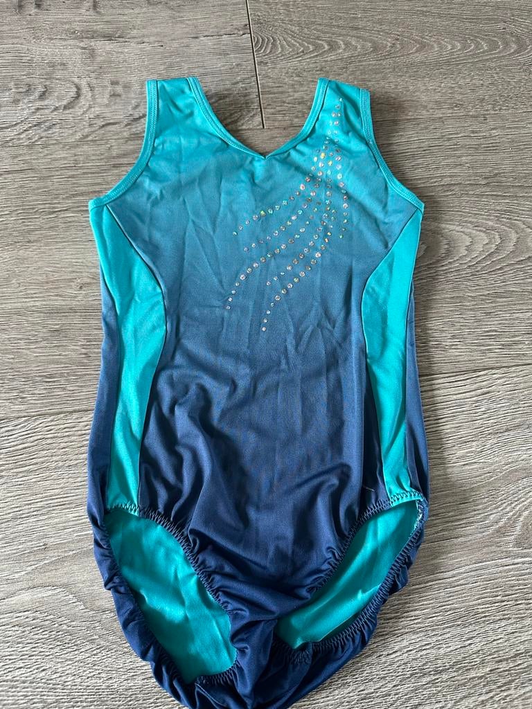 Turnpakje meisje maat 116 (6-7 jaar) - Blauw/Turquoise, Ophalen of Verzenden, Gebruikt, Meisje, Sport- of Zwemkleding