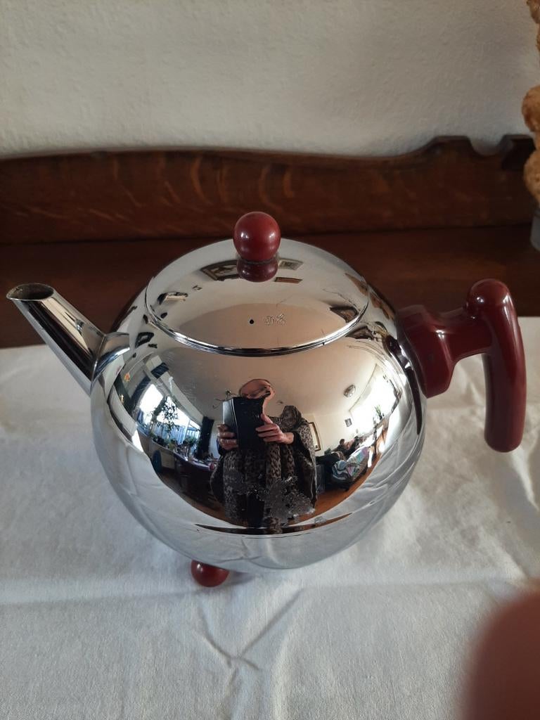 Vintage Bredemeijer dubbelwandige theepot van D.E., Ophalen of Verzenden, Gebruikt