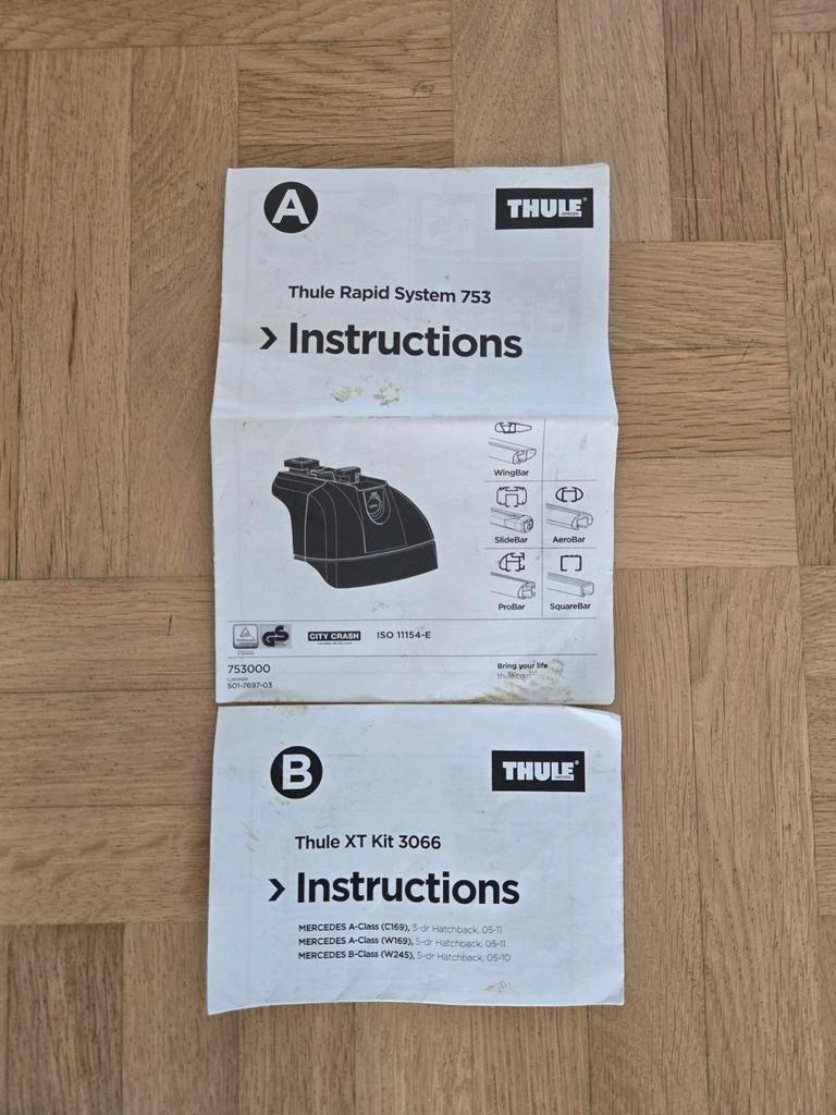 Dakdragers Thule Rapid System 753 en Thule XT Kit 3066, Ophalen