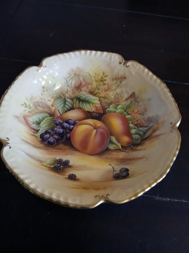 Aynsley Orchard gouden bord rond geschulpt gouden rand fruit, Ophalen of Verzenden