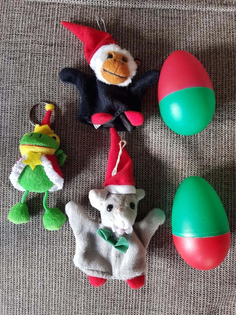 Kerstversiering; aap+olifant met Kerst Ei, Kerst Kikker., Diversen, Kerst, Ophalen of Verzenden, Nieuw