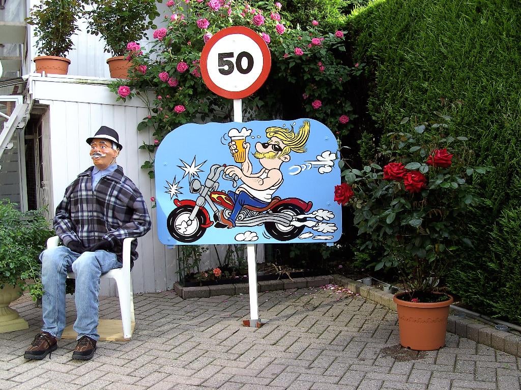 50 verjaardag Abraham op motor geweldige keuze., Hobby en Vrije tijd, Feestartikelen | Verhuur, Nieuw, Abraham of Sarah, Ophalen