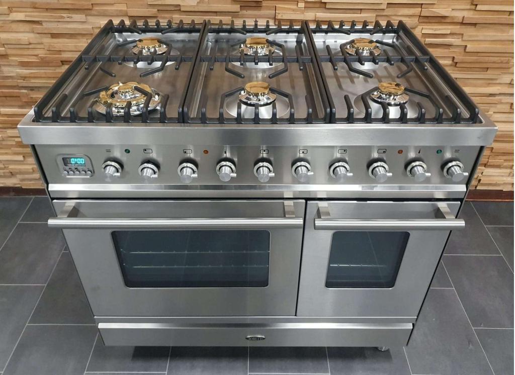 Luxe Boretti Fornuis 90cm RVS  2 elektrische ovens 6 pits, Niet ingevuld, 60 cm of meer, Niet ingevuld, Ophalen of Verzenden