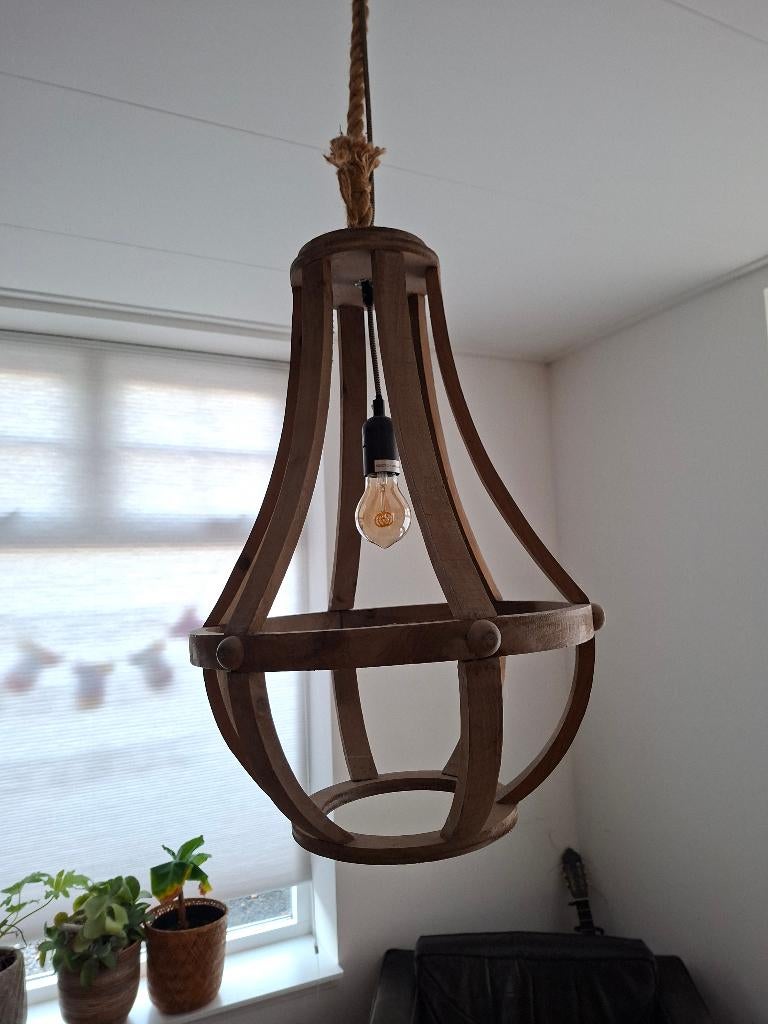 Houten hanglamp, 50 tot 75 cm, Zo goed als nieuw, Hout, Ophalen