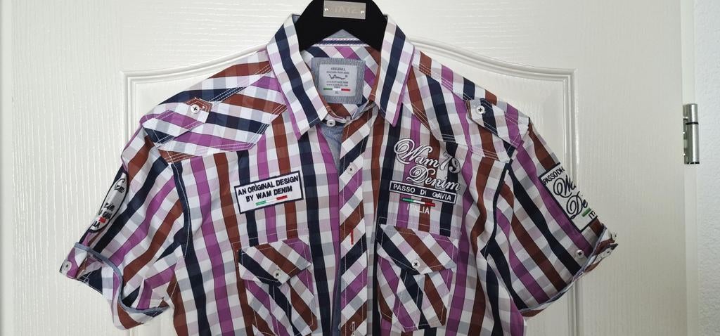 Excl. Italiaans korte-mouw overhemd van WAM mt. XL, Overige kleuren, Ophalen of Verzenden, Zo goed als nieuw, Halswijdte 41/42 (L)