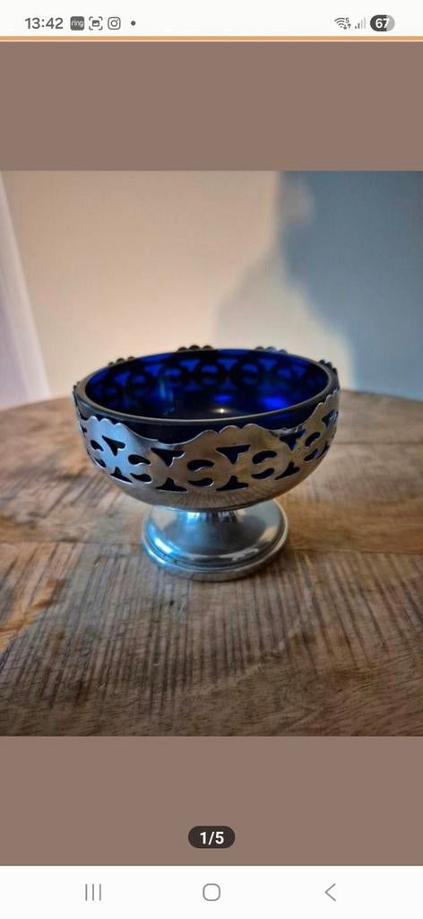 Kobalt blauwe suikerpot, Ophalen of Verzenden