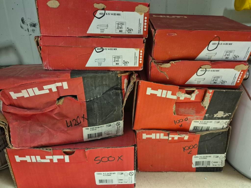 Partij Hilti schiethamer spijkers, Ophalen, Nieuw, Minder dan 50 mm, Schroeven