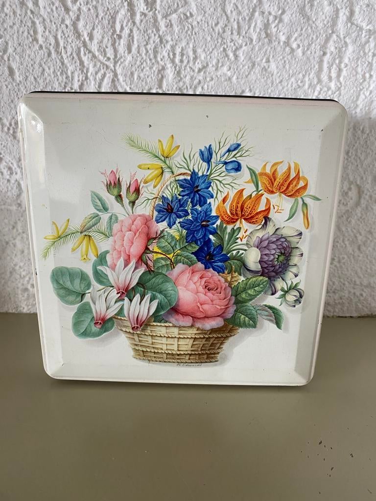 Vintage Huntley & Palmers Koekblik met Bloemmotief, Verzamelen, Blikken, Ophalen of Verzenden, Gebruikt, Koek(jes), Overige merken
