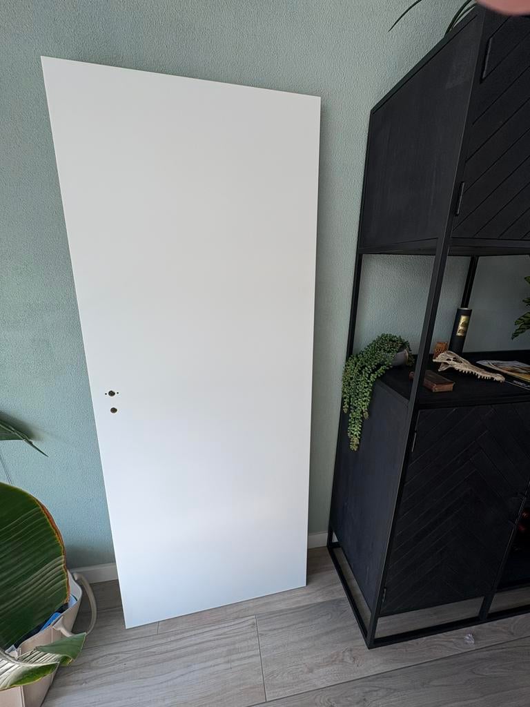 Binnendeur 78x201,5 rechtsdraaiend wit afgelakt, Ophalen, Binnendeur, 200 tot 215 cm