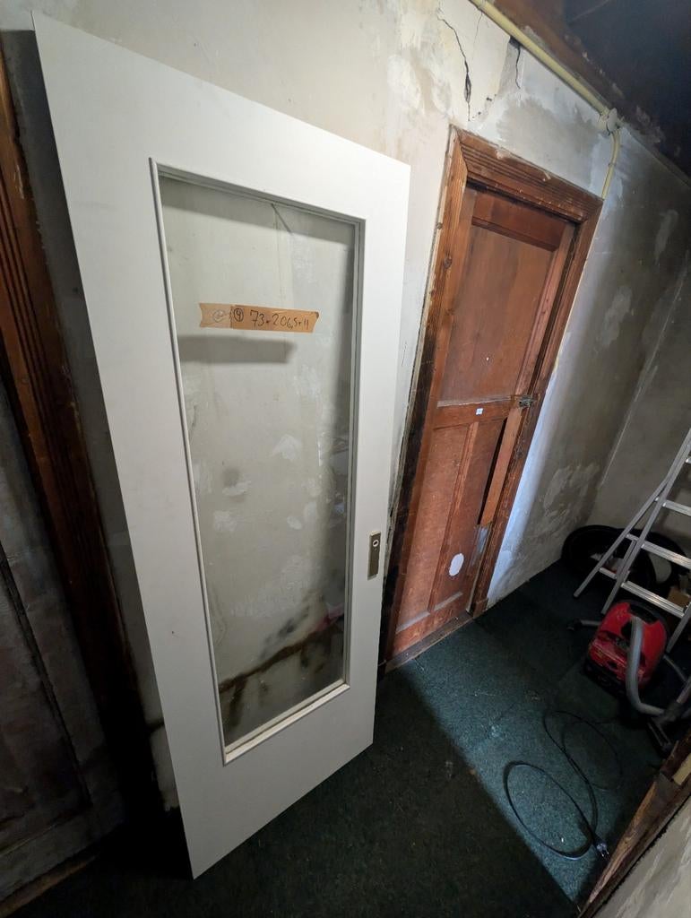 Binnendeur met glas - 73 cm - Stompe deur, Ophalen, Gebruikt, Minder dan 80 cm, Binnendeur