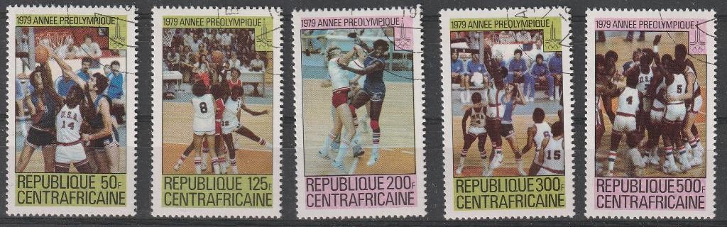 1708. Centraal Afrika 653/57 gest. Olymp. Spelen, Ophalen of Verzenden, Overige landen, Gestempeld