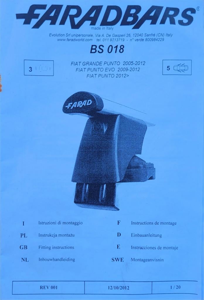 Farad dakdragers voor Fiat Punto, Auto diversen, Dakdragers, Ophalen