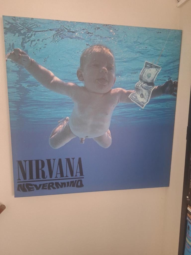 Nirvana nevermind promo canvas jaren 90 meter x meter, Ophalen, Poster, Artwork of Schilderij