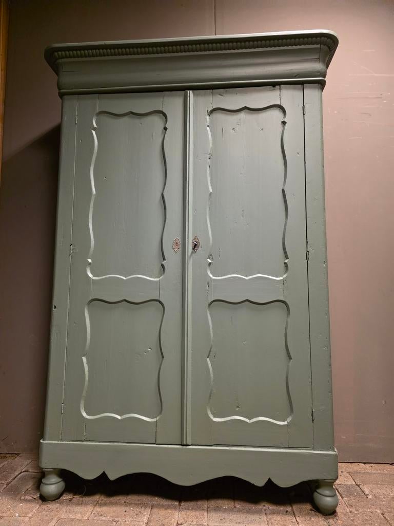 Licht groene biedermeier meidenkast kledingkast bezorgen mog, Ophalen of Verzenden