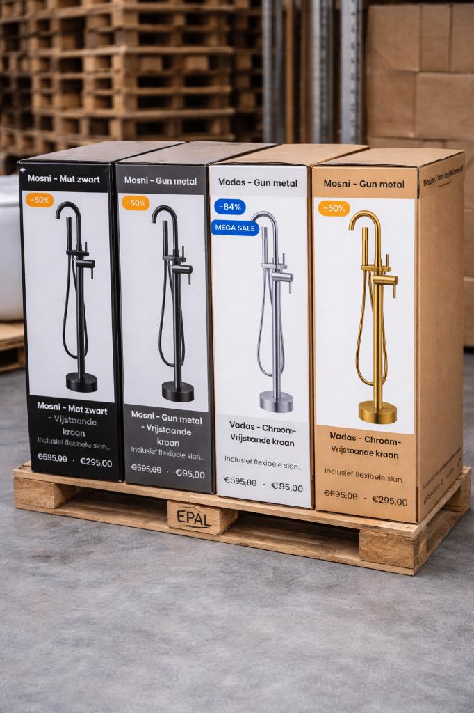 Vrijstaande kranen badkranen – vanaf €95! NIEUW IN DOOS, Ophalen of Verzenden, Nieuw, Chroom, Douche