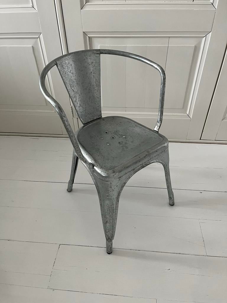 Set van 4 Tolix stoelen, gegalvaniseerd metaal, Huis en Inrichting, Ophalen, Gebruikt, Vier, Metaal