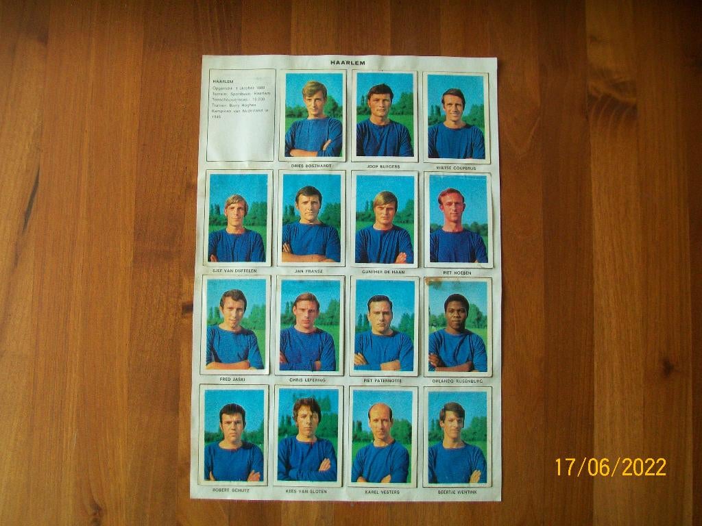 Vanderhout plaatjes Haarlem seizoen 1969 - 1970, Verzenden, Gebruikt, Overige binnenlandse clubs, Poster, Plaatje of Sticker