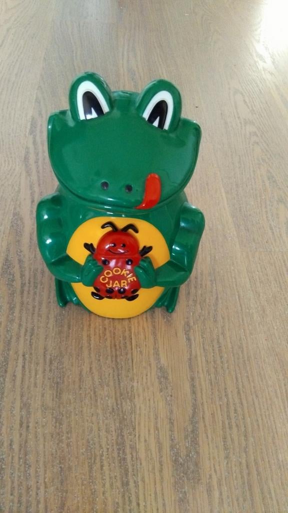 Leuke kikker koektrommel met geluid hoog 25cm, Ophalen, Kunststof, Voorraadpot, Overige merken