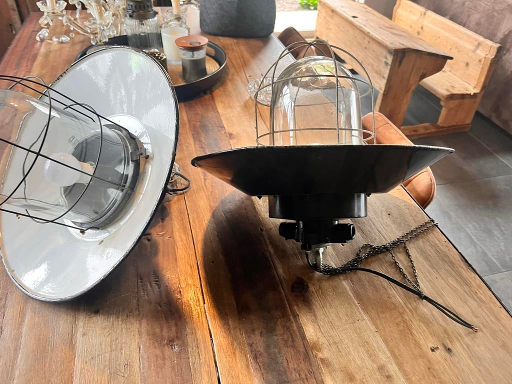 Vintage Industriële Kooilampen - Set van 2, Antiek en Kunst, Ophalen