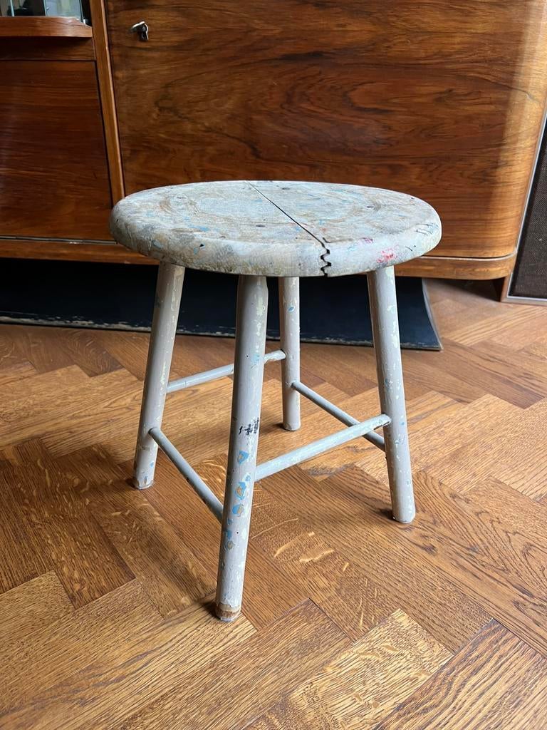 Vintage houten krukje, Huis en Inrichting, Ophalen, Zo goed als nieuw, Hout