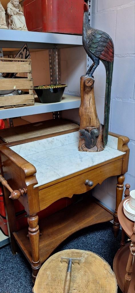 Antieke bijzettafel met marmeren blad, Antiek en Kunst, Ophalen