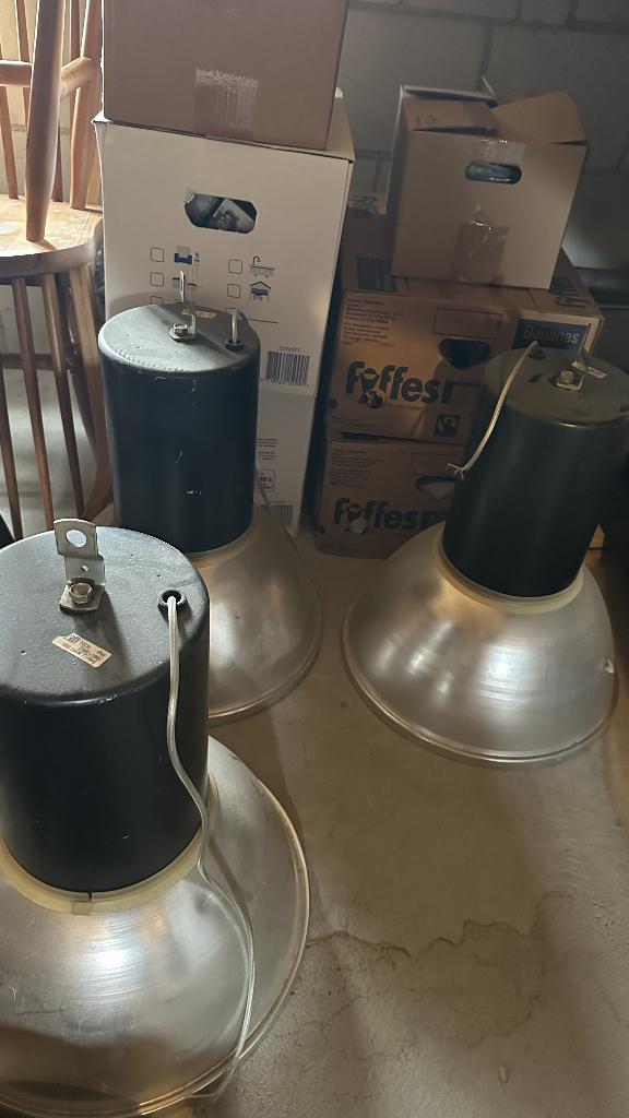 Vintage fabrieks lampen, Huis en Inrichting, Lampen | Hanglampen, Ophalen, Gebruikt, Vintage, Metaal