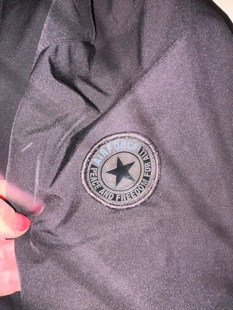 Zwarte Airforce jas met capuchon, Ophalen of Verzenden, Gedragen, Maat 46 (S) of kleiner, Zwart