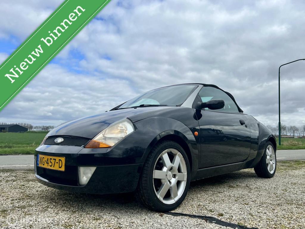 Ford Streetka 1.6 First Edition, BJ 2003, APK April 2027, Auto's, 1600 cc, Zwart, Leder, Bedrijf