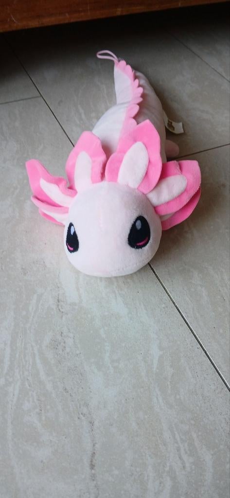 Roze axolotl knuffel, Overige typen, Ophalen of Verzenden, Middelgroot (20 tot 80 cm), Roze