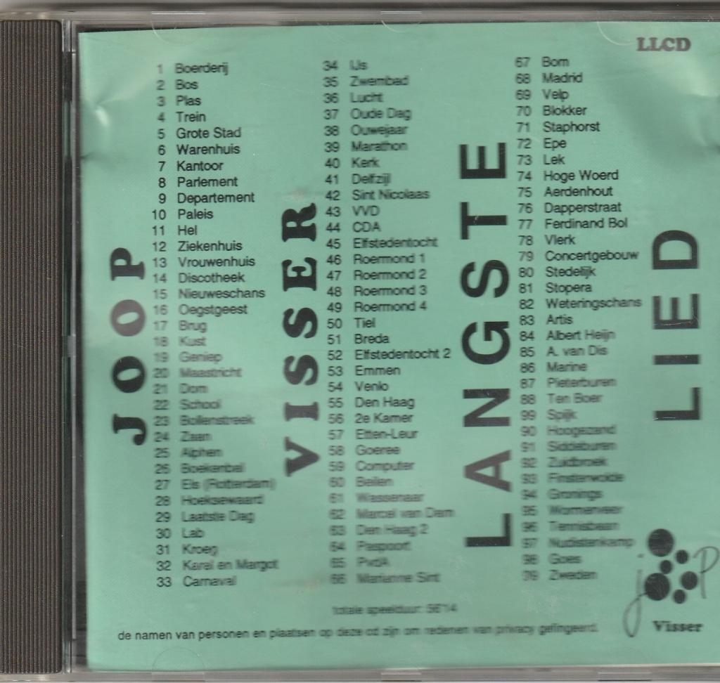 Joop Visser Langste Lied, Verzenden, Zo goed als nieuw, Levenslied of Smartlap