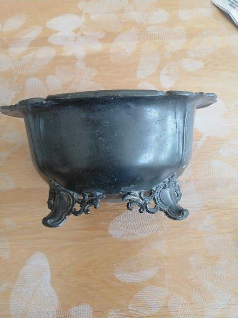 Tinnen schaaltje, Tuin en Terras, Bloempotten, Rond, Ophalen of Verzenden, Aardewerk, Minder dan 40 cm