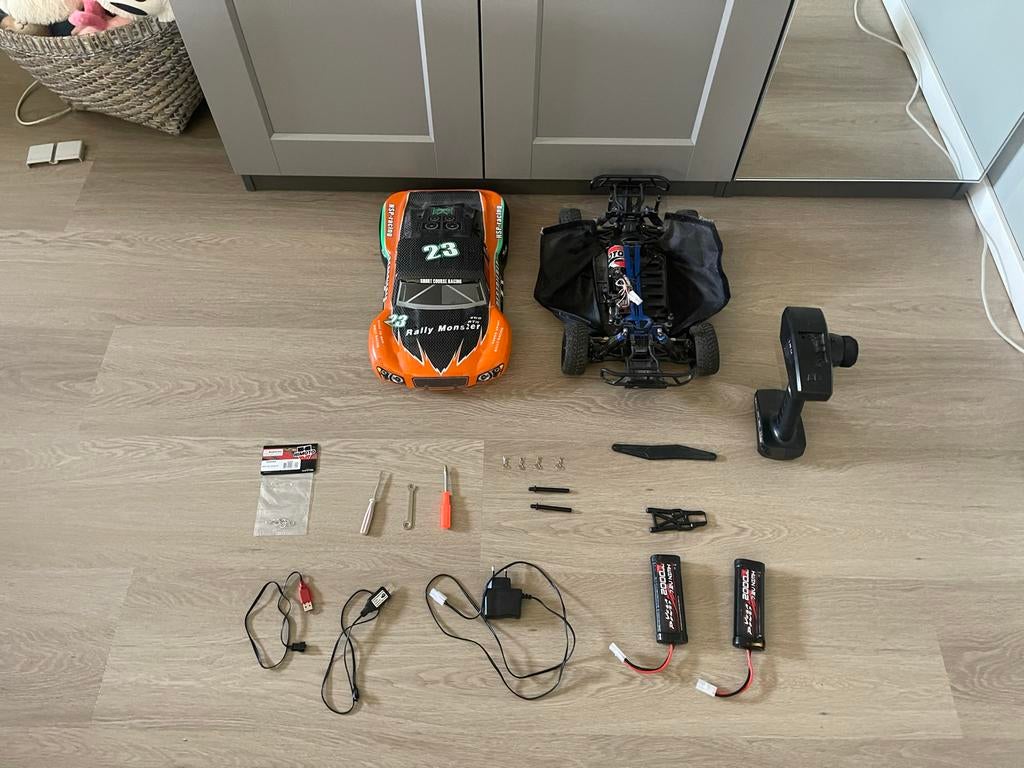 RC Auto 4x4 Himoto / HSP Rally Monster - Compleet + extra's, Elektro, Gebruikt, Auto offroad, Ophalen of Verzenden