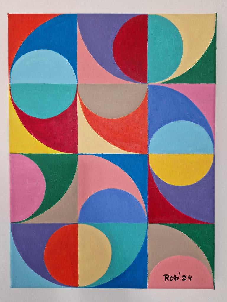 Abstract schilderij , zelf geschilderd op doek met acryl, Ophalen